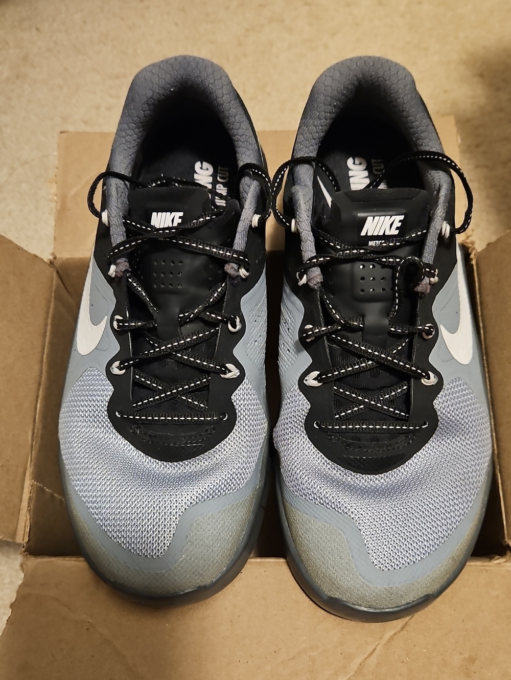 Nike Light Blue and Black Mesh Trainers with White Swoosh